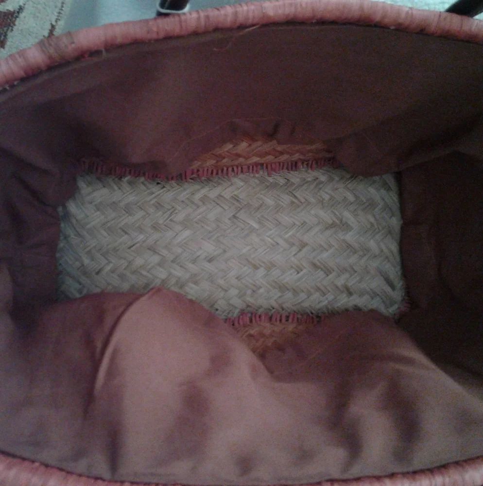 NWT Sun 'n Sand Lg Straw Tote Bag with Leather Handles Beach Market Shopping - Picture 5 of 10